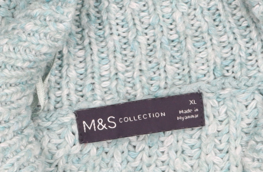 Marks and Spencer Womens Green XL Chunky Mock Neck Pullover Jumper