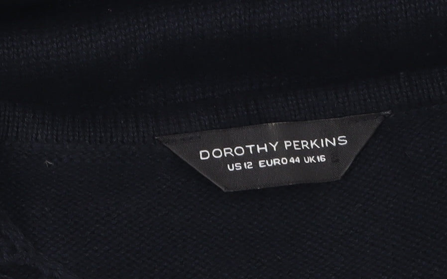 Dorothy Perkins Women's Black Cotton Knit Shift Dress Size 16