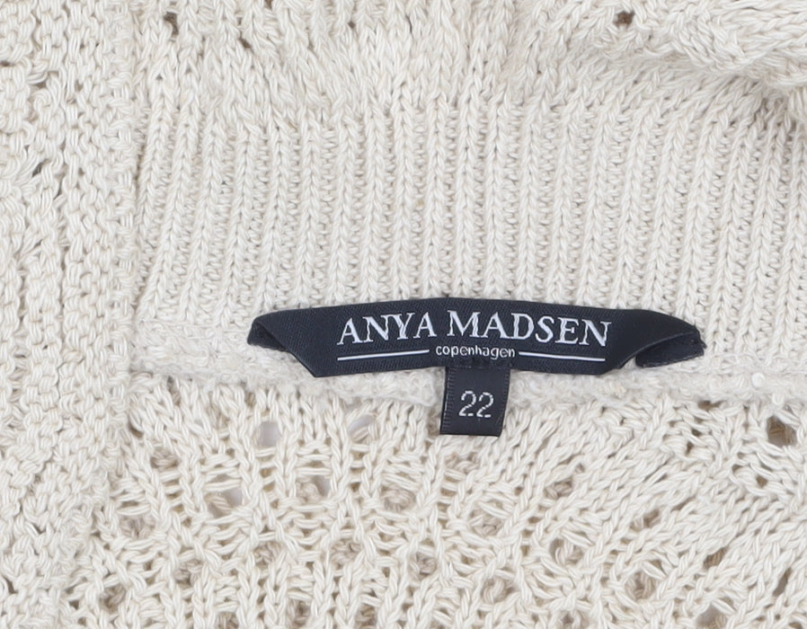 Anya Madsen Women Beige Open-Knit Short Sleeve Shrug Size 22
