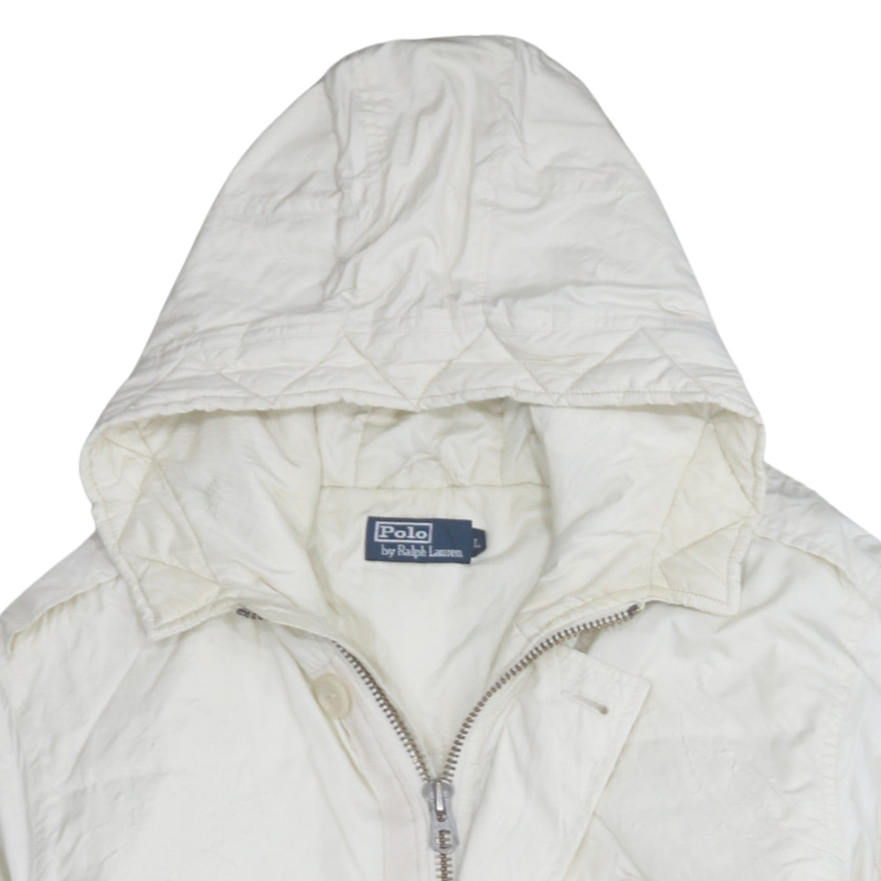 Ralph Lauren Women's White Hooded Long Parka Jacket Size L