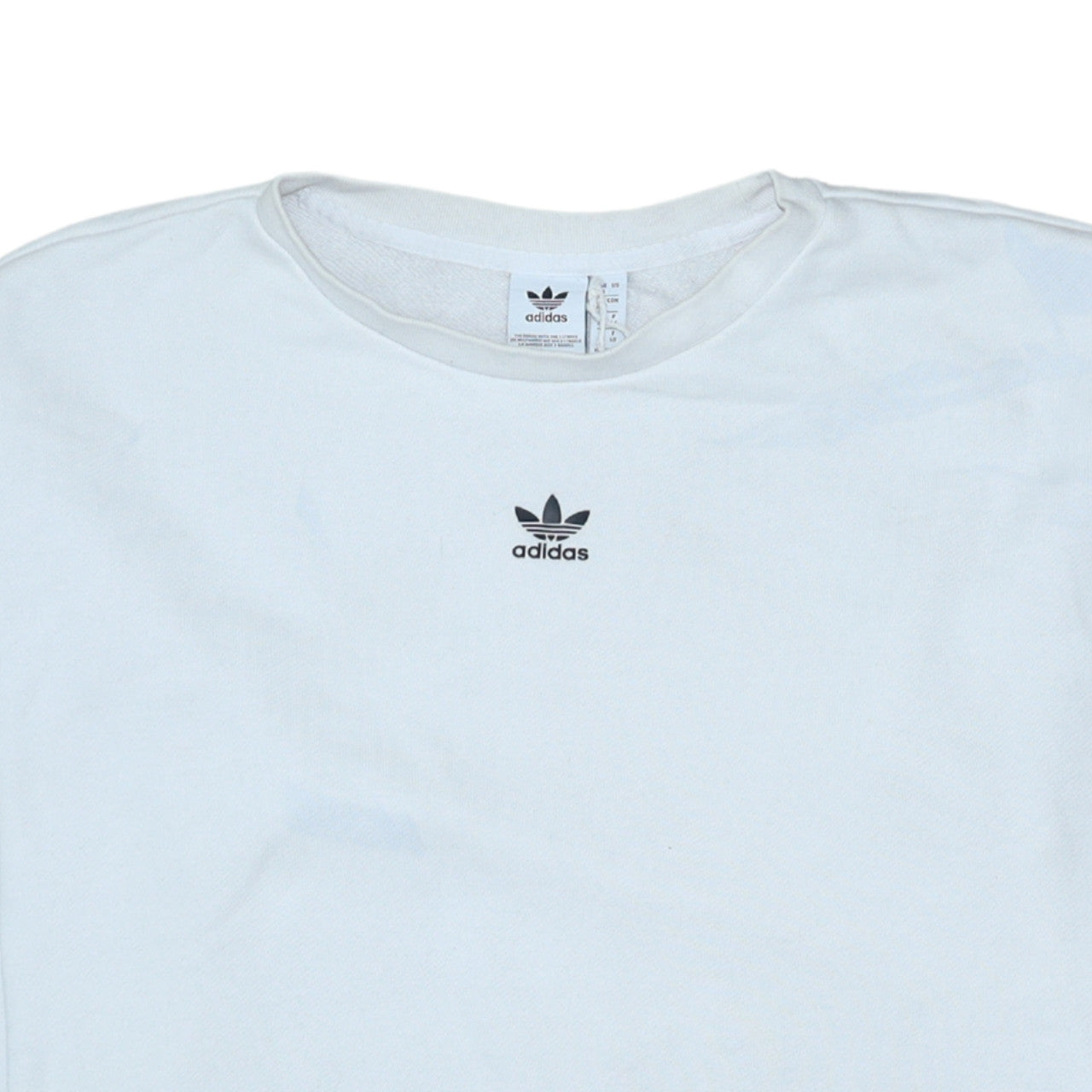 Adidas Women White Crew Neck Long Sleeve Sweatshirt UK 14 Relaxed Fit
