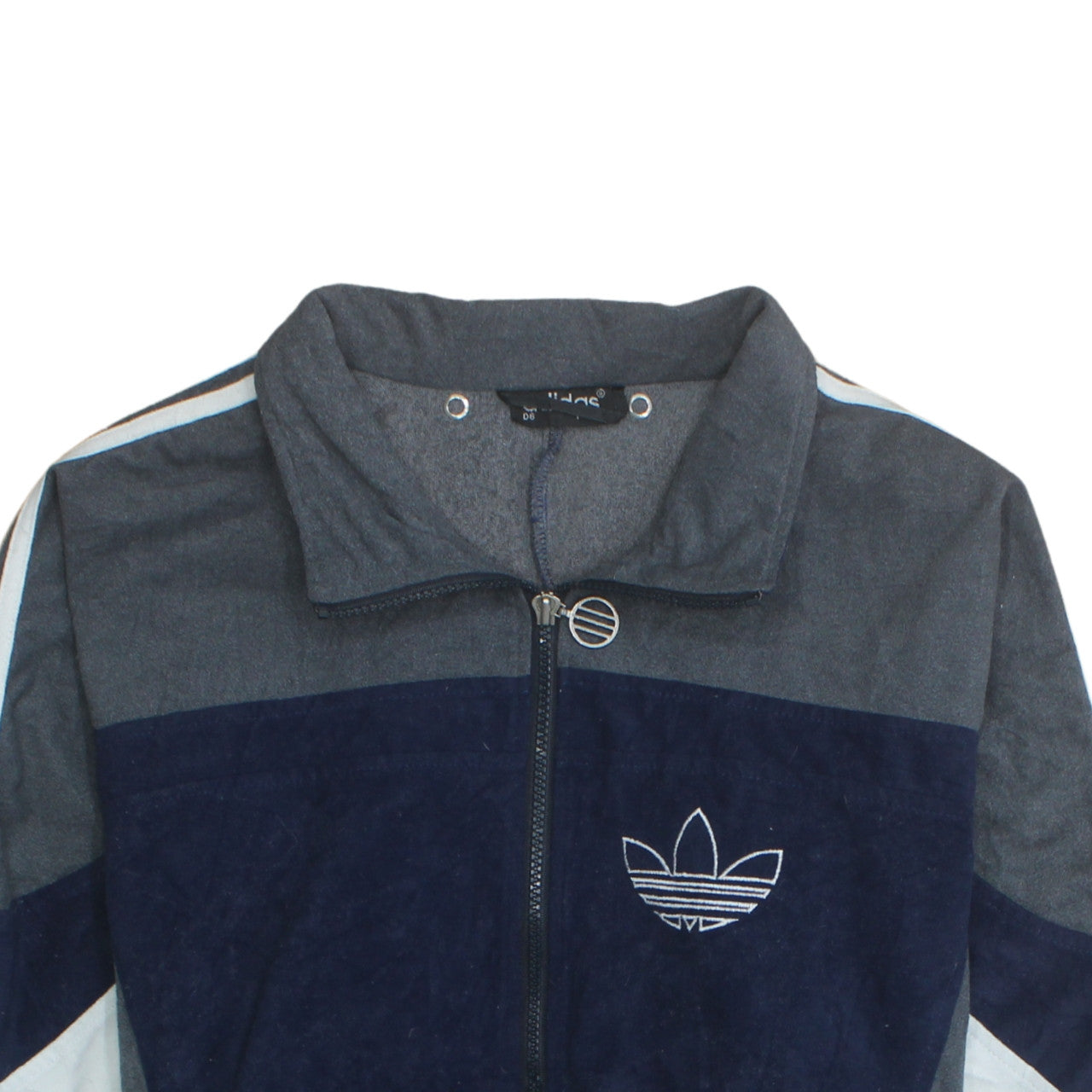 Adidas Mens Blue Grey Track Jacket Size XL Full Zip Retro Windbreaker