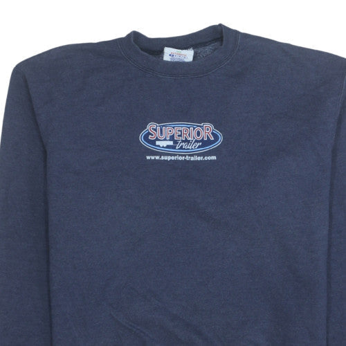 Champion Men's Navy Blue Crew Neck Sweatshirt M Graphic Print Pullover