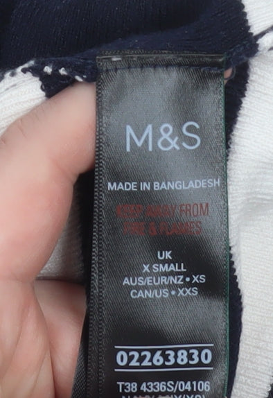 Marks and Spencer Women’s Blue Striped Crew Neck Lightweight Jumper XS