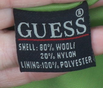 Guess Women's Green Wool Overcoat Belted L Size