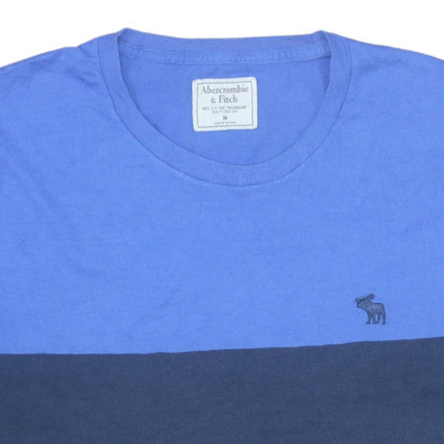 Abercrombie & Fitch Men's Blue Colourblock Crew Neck T-Shirt Size M