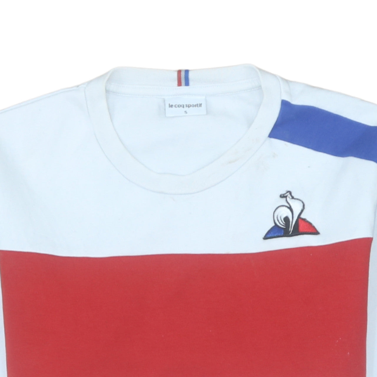 Le Coq Sportif Mens White Red Blue Logo Sweatshirt Size S