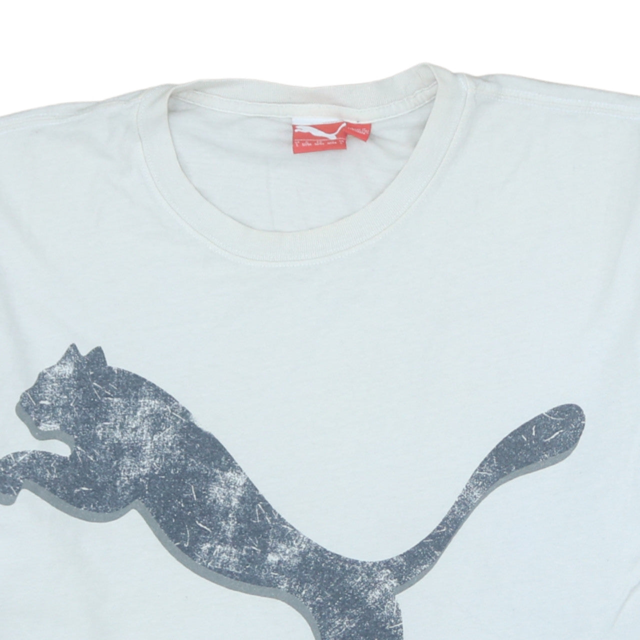 Puma Men's White Short Sleeve Crew Neck Cotton T-Shirt L