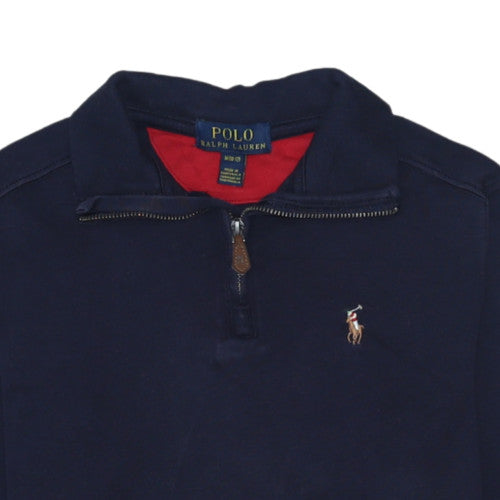Ralph Lauren Boys Navy Blue 1/4 Zip Cotton Sweatshirt M (10-12)