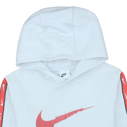 Nike Teens White Hoodie with Red Logo Stripe Size L 147-158cm