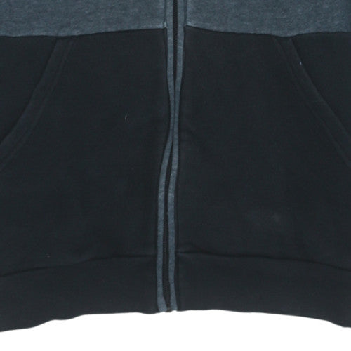Adidas Boys Grey Black Full Zip Hoodie Size 9-10 Years Hooded Sweatshirt