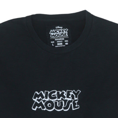 Pull&Bear Disney Mickey Mouse Black Sweatshirt L Women's Cotton Crew Neck