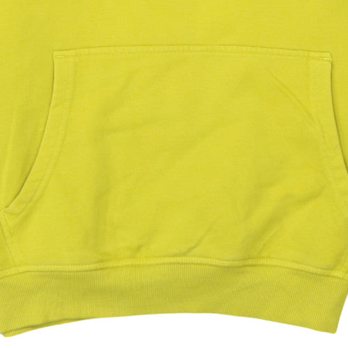 FILA Mens Yellow Pullover Hoodie L Logo Fleece Sportswear