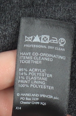 Marks and Spencer Womens Grey Pencil Skirt Size 10 Acrylic Blend