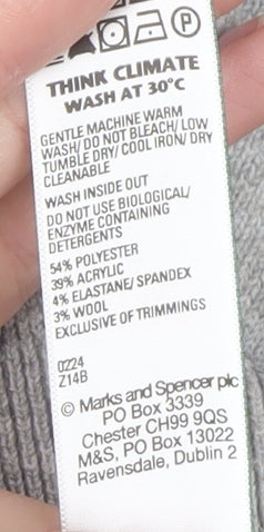 Marks and Spencer Women Grey Roll Neck Knit Jumper Size L
