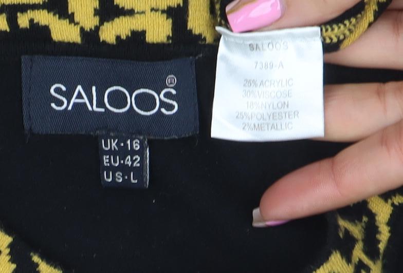 Saloos Women’s Multicoloured Leopard Stripe 3/4 Sleeve Jumper Size 16