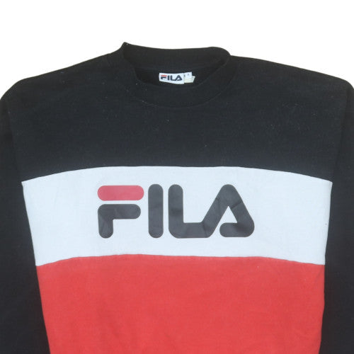 FILA Womens Black Red Colourblock Pullover Sweatshirt Size S
