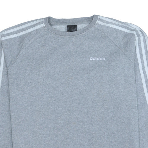 adidas Men's Grey Pullover Sweatshirt Medium Crew Neck Logo Sportswear