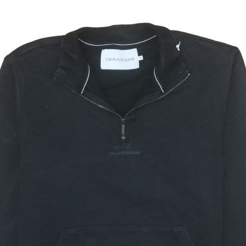 Calvin Klein Jeans Men's Black 1/2 Zip Mock Neck Sweatshirt M