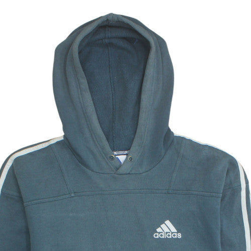 Adidas Mens Blue Pullover Hoodie Medium Logo Sportswear