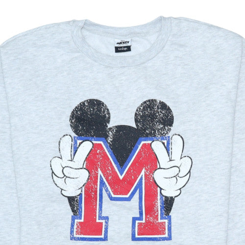 Disney Mickey & Friends Grey Sweatshirt Women S 8-10 Crew Neck Graphic