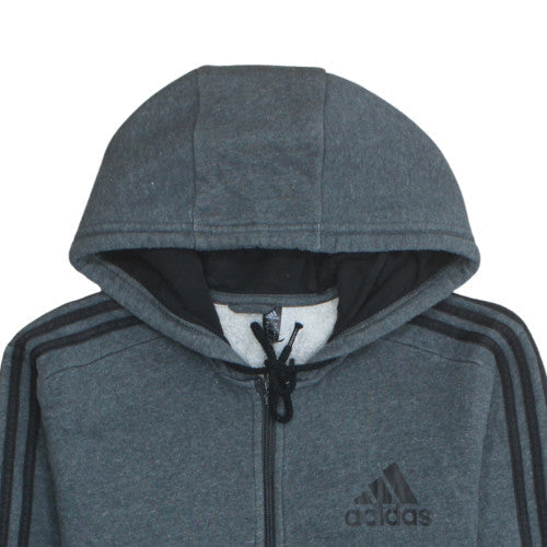 Adidas Men Grey Full Zip Hoodie M Sports Fleece Hooded Sweatshirt