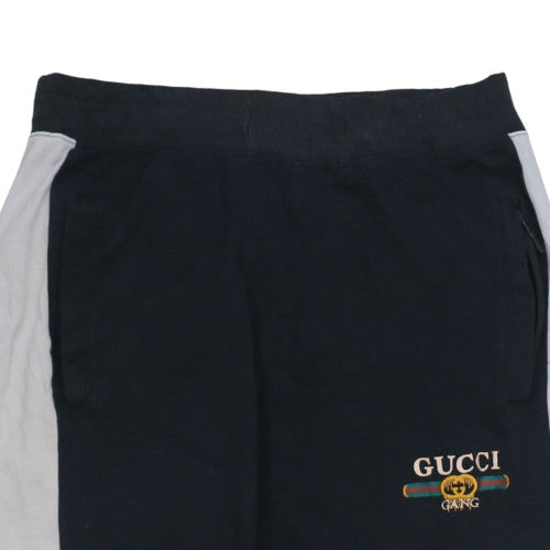 Gucci Men's Black Jogger Sweatpants L Logo Side Stripe Casual