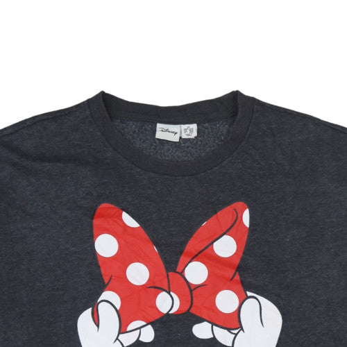 Disney Women Grey Minnie Mouse Bow Sweatshirt 2XL Pullover