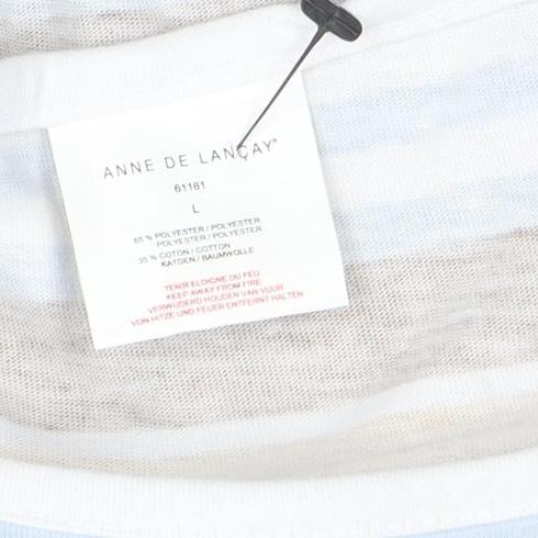Anne de Lançay Women’s Multicoloured Striped 3/4 Sleeve Cotton T-Shirt Size L