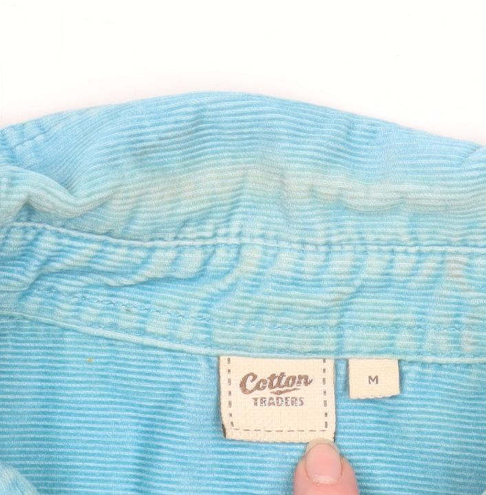 Cotton Traders Men's Blue Corduroy Long Sleeve Button-Up Shirt M