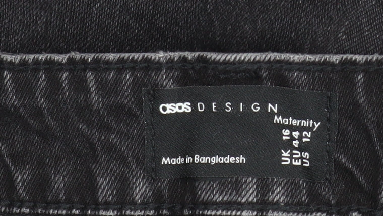 ASOS Design Women's Black Wide-Leg Maternity Jeans Size 16
