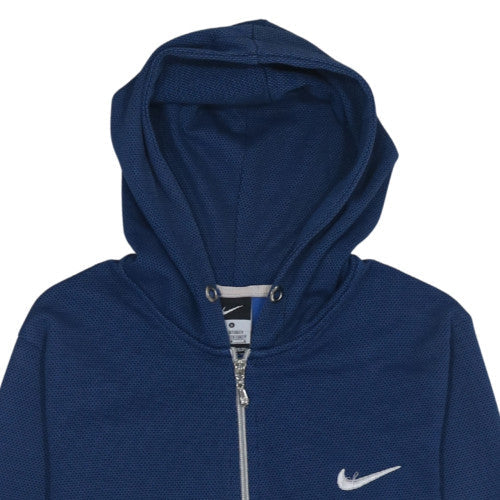 Nike Men Blue Full Zip Hoodie S Lightweight Knit Sweatshirt