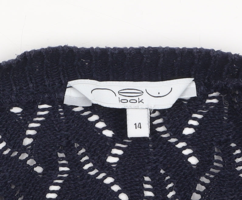 New Look Women's Navy Blue Open-Knit Shrug Size 14
