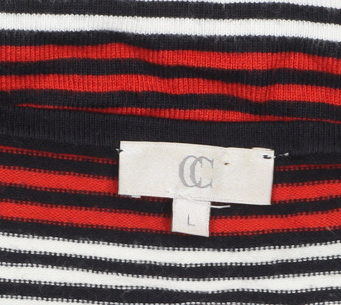 CC Womens Multicoloured Striped V-Neck Pullover Jumper Size L
