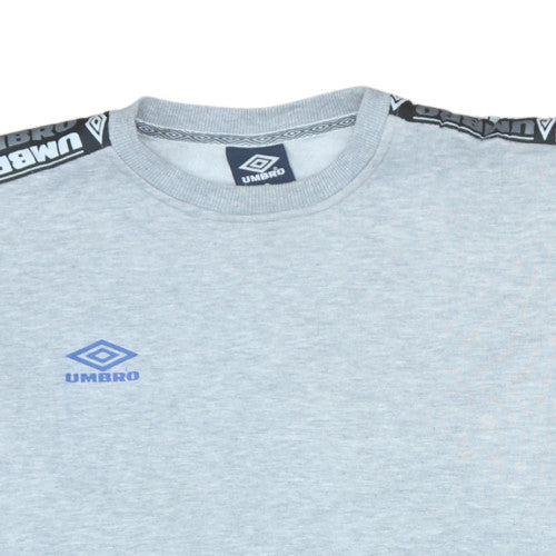 Umbro Men's Grey Logo Tape Pullover Sweatshirt Size S