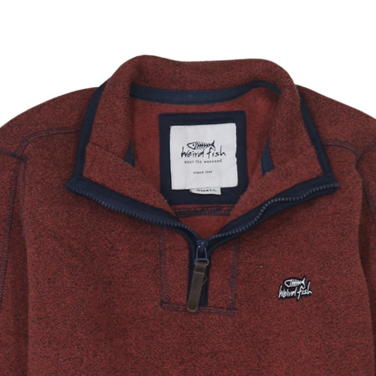 Weird Fish Men's Brown Quarter Zip Fleece Sweatshirt Small
