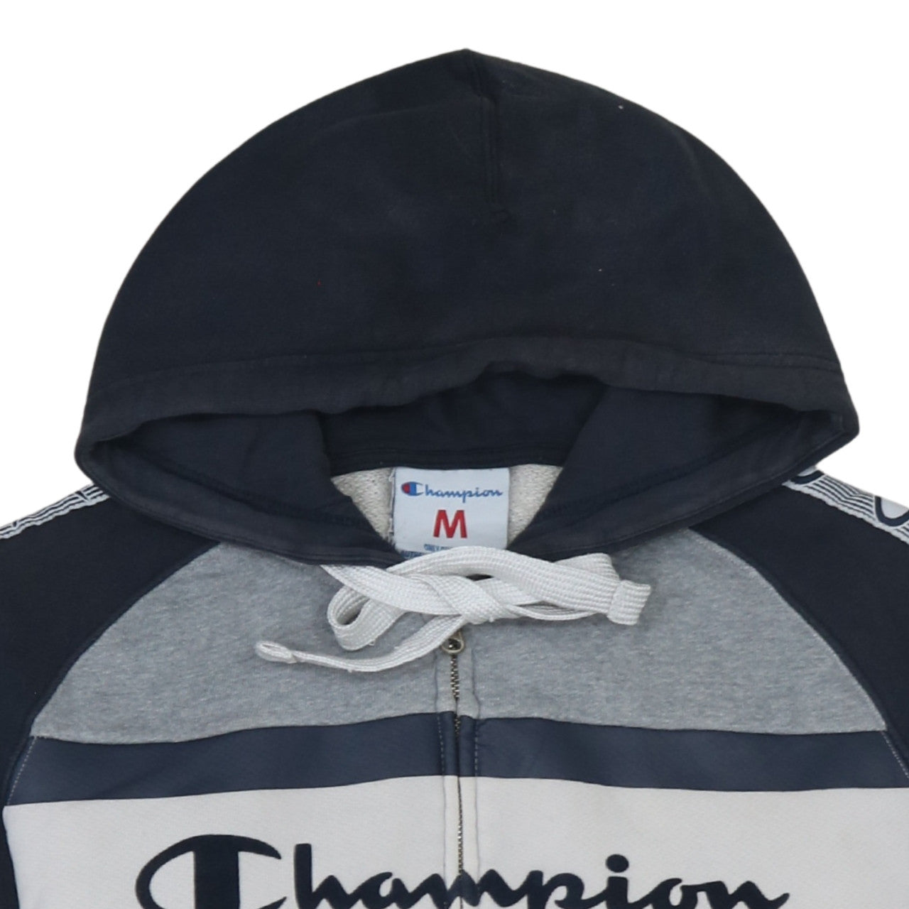 Champion Men's Grey Full Zip Hoodie M Logo Sportswear
