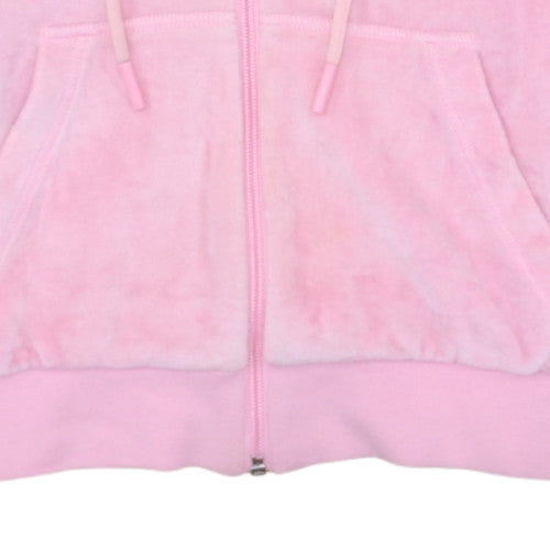 Adidas Womens Pink Full Zip Velour Hoodie Size 14 UK