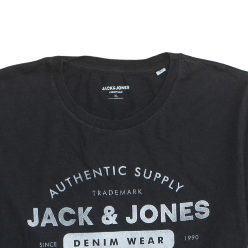 Jack & Jones Men's Black XL Crew Neck Graphic Print T-Shirt