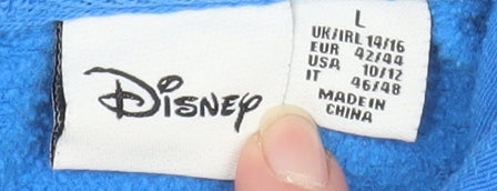 Disney Women's Blue Stitch Hoodie L Pullover Hooded Sweatshirt