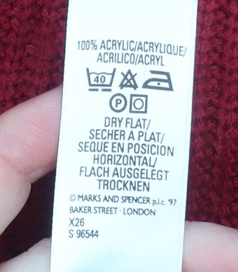 Marks and Spencer Womens Red Roll Neck Acrylic Jumper Size 10