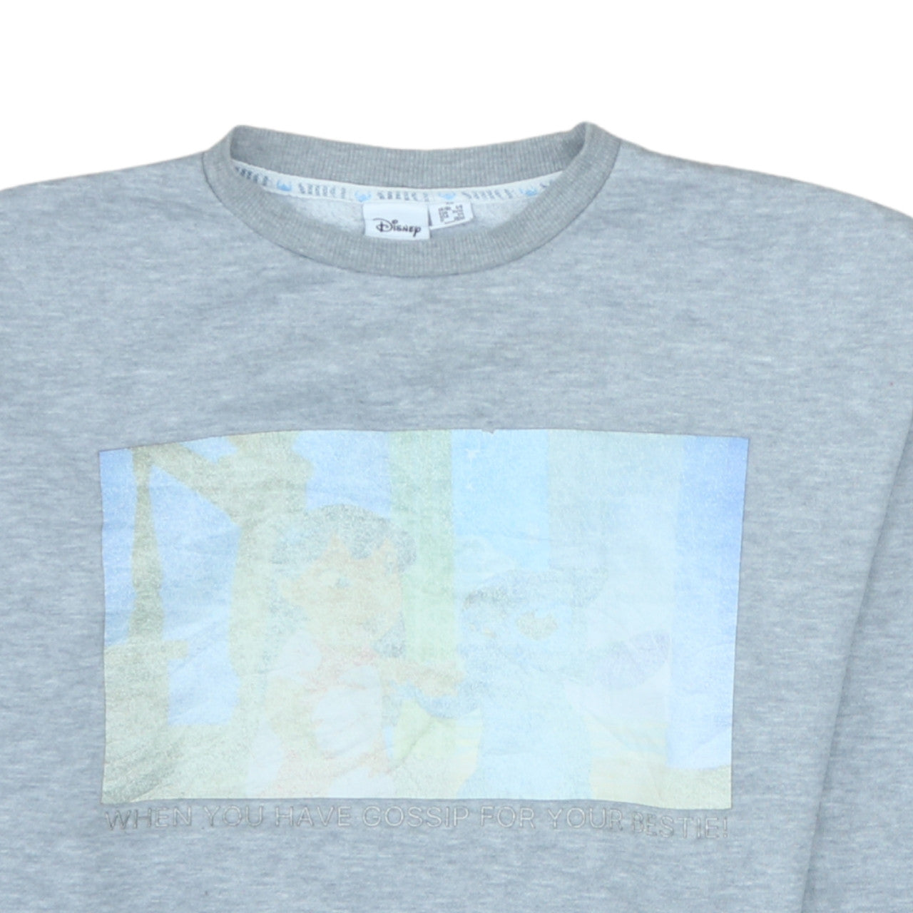 Disney Women Grey Sweatshirt XS Classic Crew Neck Lilo & Stitch Print