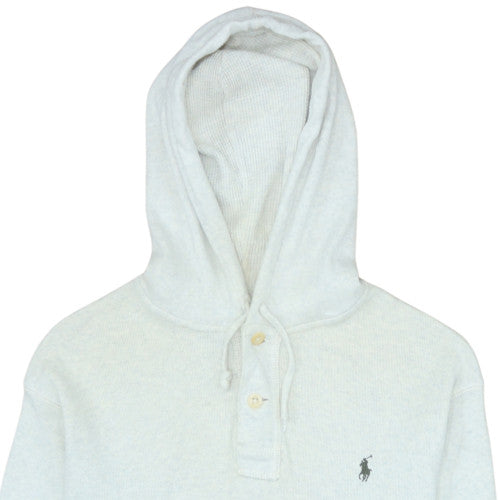 Ralph Lauren Men’s Ivory Henley Hoodie Size M Cotton Knit
