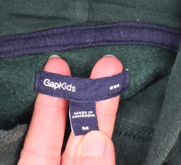 GAP Boys Green Logo Pullover Fleece Hoodie Size M