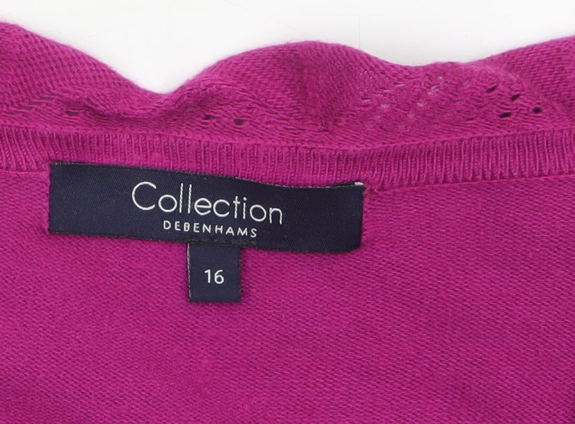 Debenhams Women’s Purple Wool Blend Wrap Cardigan Size 16