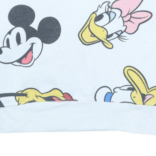 Disney Women White Mickey Mouse Crew Neck Pullover Sweatshirt XS