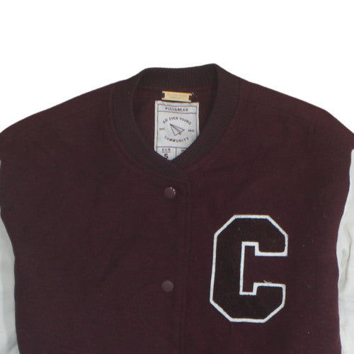 Pull&Bear Women's Brown Varsity Jacket S Collegiate Style