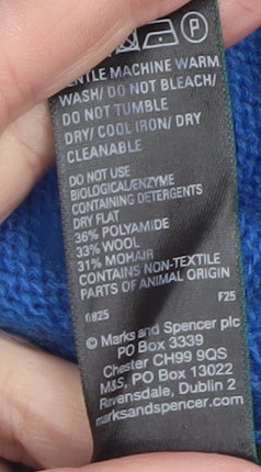 Marks and Spencer Women’s Blue Wool Mohair V-Neck Button Cardigan XS