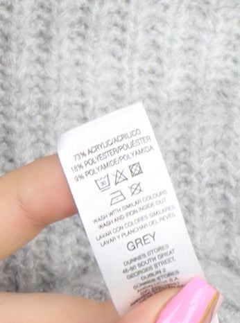 Gallery Women Grey Roll Neck Long Sleeve Pullover Jumper Size L