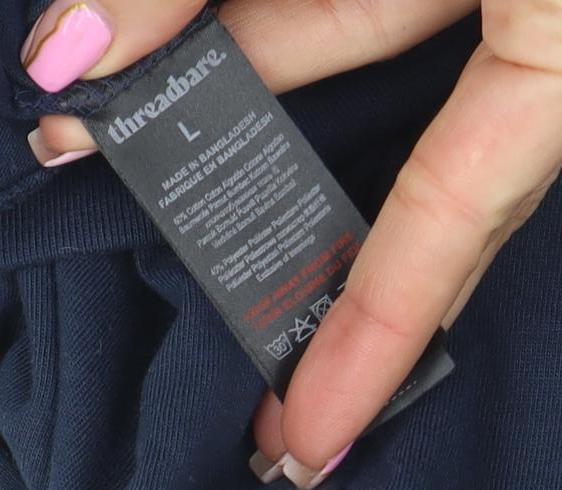Threadbare Men's Blue Pullover Hoodie L Long Sleeve Cotton Blend